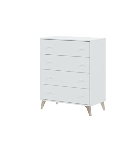 Habitdesign 007804A - Cassettiera con 4 cassetti, Modello Sweet, Finitura in Colore Bianco artik, 77,5 cm (Larghezza) x 95 cm (Altezza) x 40 cm (profondità)