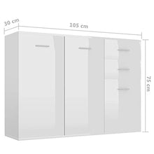 vidaXL Credenza Bianco Lucido 105x30x75 cm in Truciolato