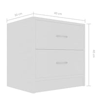 SKM Comodino Bianco 40x30x40 cm Legno Ingegnerizzato