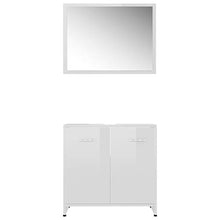 Festnight Set Mobili da Bagno Bianco Lucido in Truciolato,con 1 Scomparto e 2 Ante
