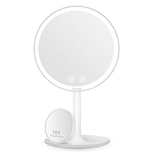 Auxmir Specchio Trucco con Luci a 3 Colori, Specchio da Tavolo, Specchio Cosmetico con Specchietto Ingranditore 10X, Luminosità Regolabile, Ricaricabile, Batteria al Litio, per Bagno e Viaggio