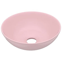 vidaXL Lavandino da Bagno Lavello per Bagno Lavabo per Toilette Sanitari Prodotti per Bagno Vaschetta in Ceramica Rosa Opaco Rotondo