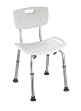 WENKO Sgabello con schienale per doccia Secura - Sgabello per vasca, portata 130 kg, Plastica, 49 x 68.5-85.5 x 54 cm, Bianco