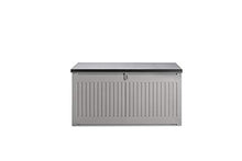 909 OUTDOOR Baule da Esterno e Interni, Baule cassapanca da Giardino Effetto Legno, Impermeabile, Resistente ai Raggi UV, capacità Fino a 270 Litri (Grigio, Premium)