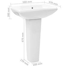 vidaXL Lavandino a Colonna in Ceramica Bianca Lavabo Lavello Sanitari Bagno