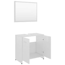 Festnight Set Mobili da Bagno Bianco Lucido in Truciolato,con 1 Scomparto e 2 Ante
