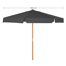 SONGMICS Ombrellone da Giardino di 3 m, Parasole Ottagonale con Protezione UPF50+, Palo e Stecche in Legno, Inclinabile, Base Non Inclusa, per Terrazzo Balcone Esterno, Grigio GPU32GY