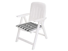 Set di 4 cuscini per sedia, 46 x 45 cm, per esterni, esterni, interni, giardino, tempo libero, estate, grigio con strisce grigie
