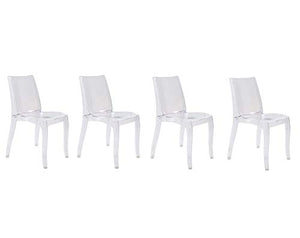 Mediawave Store - Set 4 pz Sedia CRYSTAL LIGHT Design Trasparente in Policarbonato Sedia da Sala da Pranzo, Sedia Trasparente, Per Casa, Arredo Bar o Locale, Sedie in Policarbonato Trasparente