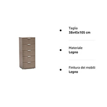 MeMi Me611RG Cassettiera, Legno, Rovere Grigio, 38x45x105 cm