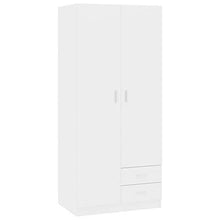 Montloxs Armadio a 2 Ante, ripiano, Appendiabiti e cassetto, mobili per Camera da Letto, 80x52x180 cm, Bianco Lucido
