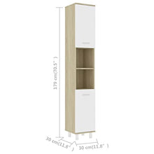 vidaXL Armadio da Bagno Bianco e Rovere Sonoma 30x30x179 cm Truciolato