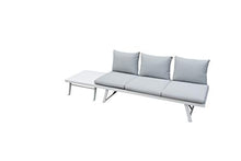 Divano 3 POSTI TRASFORMABILE in Lettino Struttura in TEXTILENE con Cuscini Grigio + TAVOLINO in Alluminio Bianco