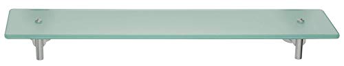 Mensola in vetro tesa LUUP in vetro satinato, supporto cromato - mensola da bagno per montaggio a parete senza foratura, soluzione adesiva inclusa - 70mm x 550mm x 120mm