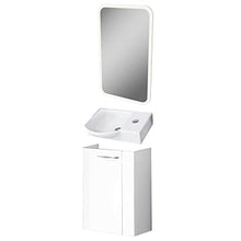 FACKELMANN Sceno - Set di mobili da bagno per gli ospiti, 3 pezzi, 45 cm, lavabo in ceramica e specchio da bagno a LED