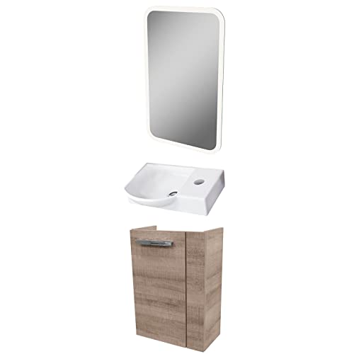 Fackelmann a di Vero 3 Pezzi Set di mobili da Bagno – Mobiletto da Bagno/lavabo/Specchio