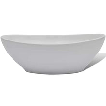 Lavabo da bagno di lusso in ceramica ovale bianco 400 x 330 x 135 mm
