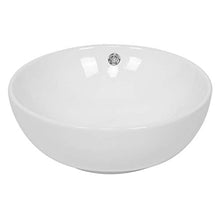 Dioche Lavandino rotondo bianco moderno elegante in ceramica lavabo da appoggio per lavabo bagno 44 x 16,5 cm