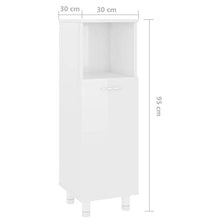 Armadio da bagno, 30 x 30 x 95 cm, colore: bianco lucido
