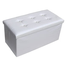 Rebecca Mobili Puff contenitore poggiapiedi moderno, seduta sedia bianca, arredamento casa salotto, living - Misure 38 x 76 x P 38 cm (HxLxP) - Art. RE4620