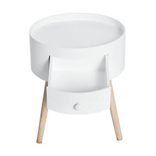 HOMCOM Tavolino da Salotto Moderno in Legno, Tavolino Rotondo con Cassetto, Tavolino da Caffè per Soggiorno e Camera, Bianco