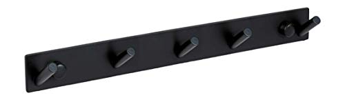 Ambrosya - Portasciugamani in Acciaio Inossidabile in Nero - Appendiabiti Asciugamani Bagno Ganci Guardaroba (Acciaio Inossidabile (Nero), 5 Ganci)