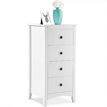 WGYDREAM Comodino Cabinetto Bianco Comodino con 4 Cassetti Cassettiera con Gambe in Legno Credenza per Camera da Letto Bagno Soggiorno Vivaio, 45 X 45 X 94 Cm