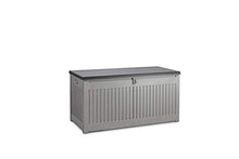 909 OUTDOOR Baule da Esterno e Interni, Baule cassapanca da Giardino Effetto Legno, Impermeabile, Resistente ai Raggi UV, capacità Fino a 270 Litri (Grigio, Premium)