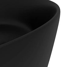 vidaXL Lavandino Lusso Rotondo Lavello per Bagno Lavabo per Toilette Sanitari Prodotti per Bagno Vaschetta Nero Opaco 40x15 cm in Ceramica