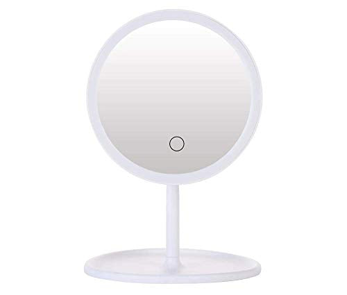GJNVBDZSF Specchio da toeletta, Specchio da Trucco per Bagno, Specchio da Tavolo con Specchio Illuminato a LED Pieghevole