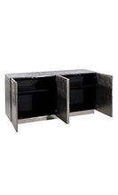 DENZZO - Cassettiera in legno rivestita in metallo, motivo a spirale, colore: Argento