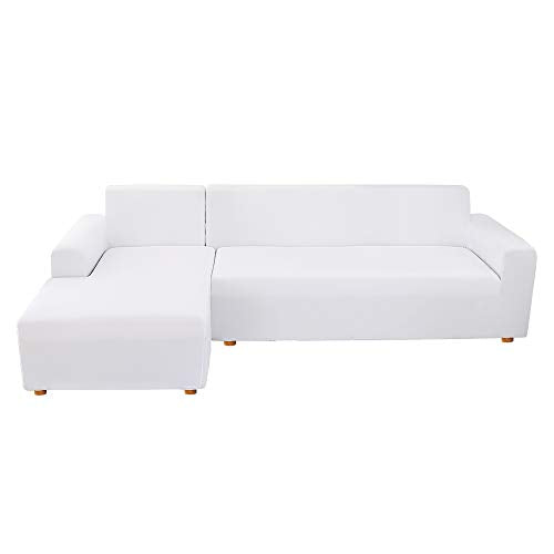 JuneJour Copridivano con Penisola Elasticizzato Chaise Longue Sofa Cover Componibile in Poliestere a Forma di L è Composto da 2PCS， Lavabile sfoderabile Fodere per Divano Angolare