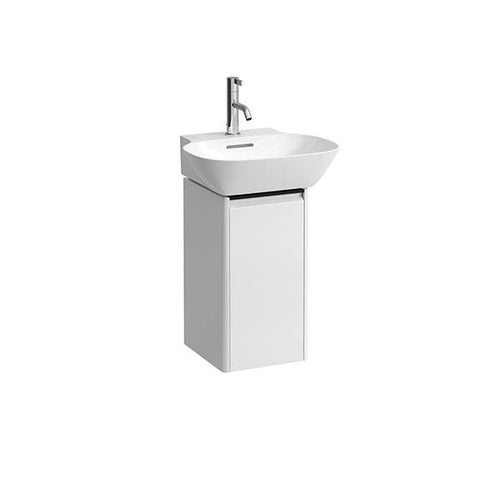 Laufen Base di Scorrimento per mobiletto Ino per lavabo 815301, 1 Anta, Cerniera Sinistra, Maniglia in Alluminio Nero, colorazione: Bianco Opaco - H4030131102601