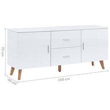 vidaXL Credenza Pratica Decorativa con Cassetti e Scomparti Armadietto Basso Consolle Madia Bianca 160x40x70 cm in MDF Lucido Gambe in Legno