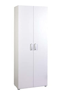 Composad Armadio Legno 2 Ante con CASSETTIERA CASSETTI Laccato Bianco ARMADIETTO SCARPIERA 5 Ripiani
