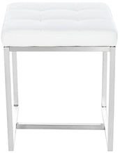 CLP Sgabello Poggiapiedi Barci In Similpelle I Panchetto Capitonné imbottito I Poggiapiedi Da Salotto Elegante Alt. 48 CM, Colore:bianco