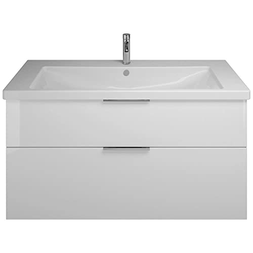 Lavabo in Ceramica Burgbad Eqio con mobiletto WC SEYQ123, Larghezza 1230 mm, Colore (Anteriore/Corpo): Bianco Lucido/Bianco Lucido, Impugnatura G0146 - SEYQ123F2009G0146