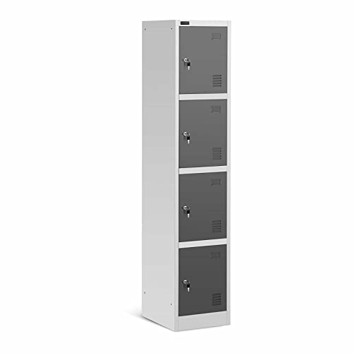 Fromm & Starck Armadietto Metallico con Serrature Armadio Spogliatoio Guardaroba Star_MCAB_07 (185 cm, 4 Scomparti, Grigio, 20 kg)