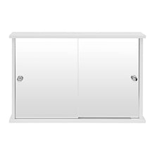 eSituro Armadietto Bagno con Specchio a Ante e Ripiani Regolabili Contenitore Armadietto a Muro SBP0029