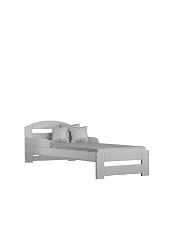 Children's Beds Home Letto Singolo in Legno massello - Kiko Senza Materasso e Senza cassetti (190x90 - Senza cassetti - Senza Materasso, Bianco)