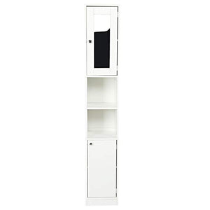 Mobili a Colonna Bagno, Mobiletto Salvaspazio da Bagno Ingresso Soggiorno Camera Legno, Armadietto da bagno a Specchio, Bianco, 28.8 x 29.8 x 179.5 cm