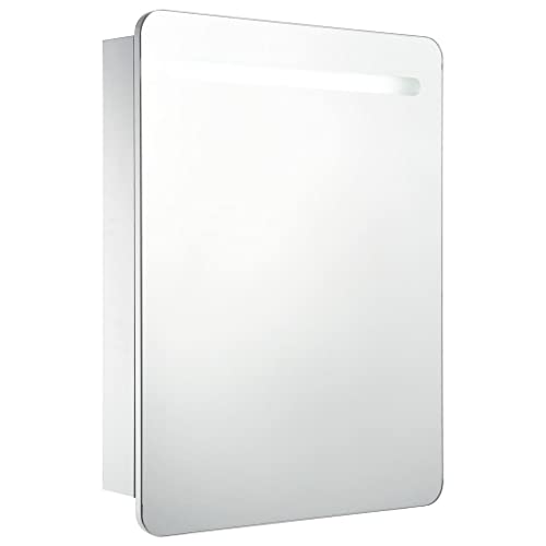 vidaXL Armadietto Bagno con Specchio e Luci LED con Ante e Ripiani Interni Elegante Moderno Funzionale Mobiletto Pensile 60x11x80 cm MDF e Melamina