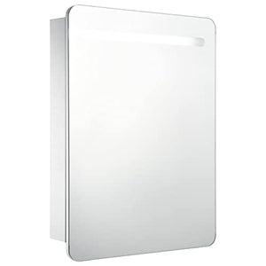 vidaXL Armadietto Bagno con Specchio e Luci LED con Ante e Ripiani Interni Elegante Moderno Funzionale Mobiletto Pensile 60x11x80 cm MDF e Melamina