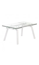 CAMINO A CASA – Tavolo da Pranzo 160 – 240 cm Legno Bianco e Vetro Moon