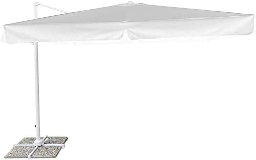 Mediawave Store - Ombrellone FUBUCA MOD. Venezia con Braccio, Decentrato Quadrato 3x3mt Bianco con Palo Laterale, per Esterno Bar, Giardino e Arredo Piscina, Richiudibile, Struttura Alluminio