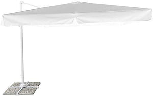 Mediawave Store - Ombrellone FUBUCA MOD. Venezia con Braccio, Decentrato Quadrato 3x3mt Bianco con Palo Laterale, per Esterno Bar, Giardino e Arredo Piscina, Richiudibile, Struttura Alluminio