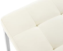 CLP Sgabello Poggiapiedi Barci In Similpelle I Panchetto Capitonné imbottito I Poggiapiedi Da Salotto Elegante Alt. 48 CM, Colore:crema