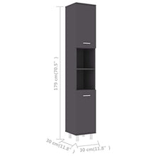 vidaXL Armadio da Bagno Grigio 30x30x179 cm in Truciolato