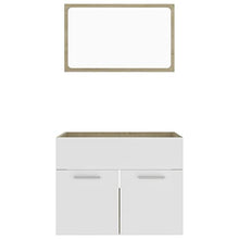 vidaXL Set Mobili da Bagno 2 pz Bianco e Rovere Sonoma in Truciolato