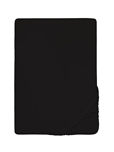Biberna 0012344 Lenzuolo Frottee-Stretch (Altezza Materasso max. 22 cm) 1X 180X200 cm > 200X200 cm, Nero